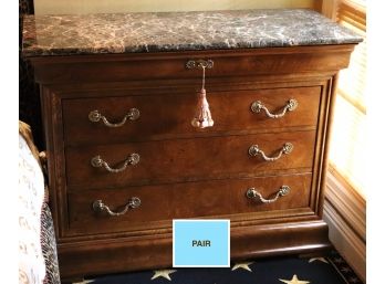 Pair Of Charles X Henredon Nightstands With Marble Top