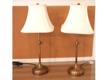 Pair Of Adjustable Heavy Brass Desk Lamps