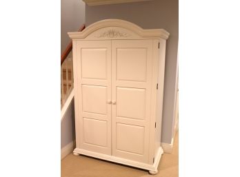 White Painted Pine Wood Multiuse Armoire