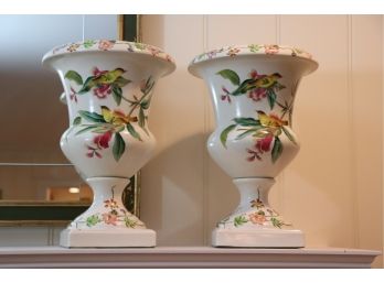 Decorative Floral & Bird Pedestal Urns