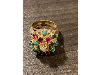 14K Woman's Ring Size 5 1/4 With Multi-colored Stones