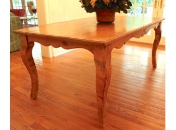 Country French Wood Kitchen Table With Dried Floral Arrangement