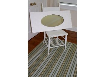 Shabby Chic Bedroom Accessories In White With Striped Area Rug