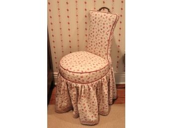 Upholstered Vanity Chair In Mini Floral Print With Brass Handle
