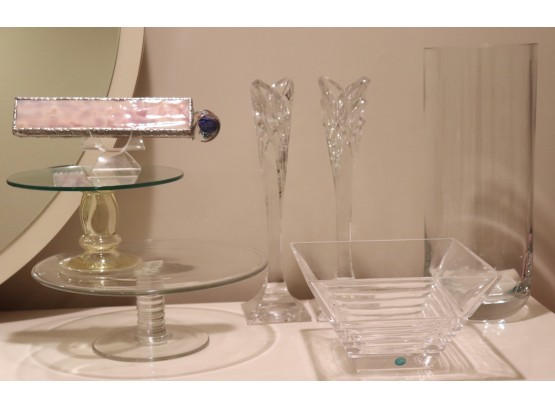 Lot Of Decorative Crystal With Pie Dishes And Tiffany & Co. Bowl With Small Chip And Kaleidoscope