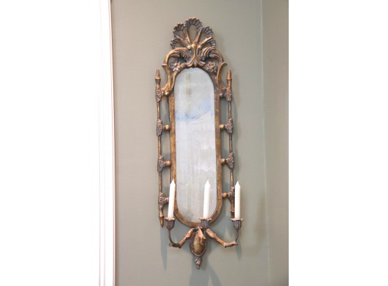 Pair Of Decorative Mirrored Wall Candle Sconces