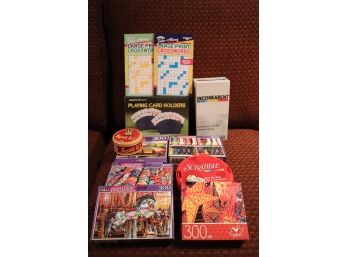 Lot Of Assorted Games And Puzzles Includes Spot It, Incohearent & Scrabble