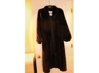 Long BlackGlama Fur Coat By Cassandra Designs Size Small