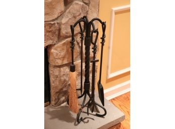 Set Of Quality Wrought Iron Fireplace Tools