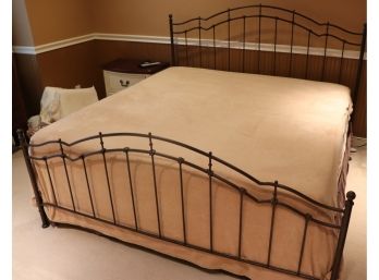 Metal King Size Bed Frame With Tempur-Pedic Mattress (Bedding Not Included)