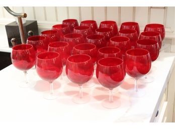 Large Lot Of 24 Wine Glasses