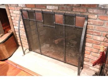 Large Solid Wrought Iron Custom Medieval  Themed Fireplace Screen