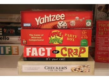 Board Games Includes Yahtzee, Apples To Apples, Fact Or Crap And Checkers