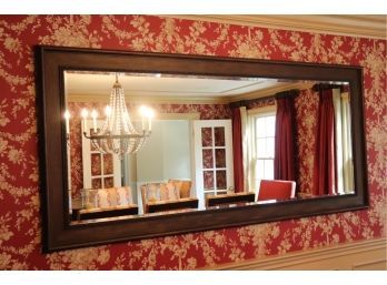 Large Wood Wall Mirror With Painted Detail Along Border