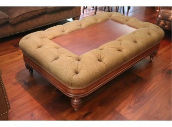 Large Custom Tufted Upholstered Wood Coffee Table With Animal Print