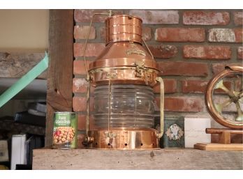 Large Copper And Brass Oil Lantern