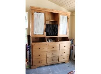 Large Custom Design Hutch Workstation With Cabinets And File Drawer (Contents Not Included)