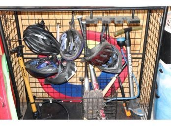 Helmets And Baseball Bats ( Storage Rack Not Included)