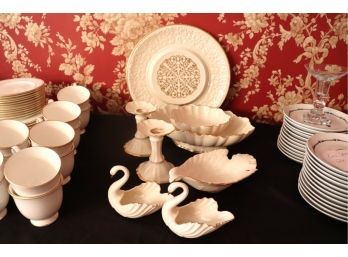 Mixed Lot Of Assorted Lenox Pieces Includes Candlesticks, Swans & Serving Dishes