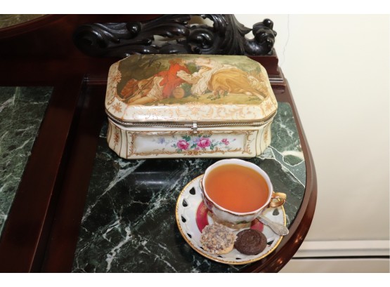 Victorian Style Casket Box And Decorative Tea Plate By Imperial