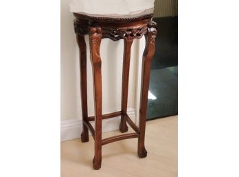 Carved Wood Stand With Detailed Edges
