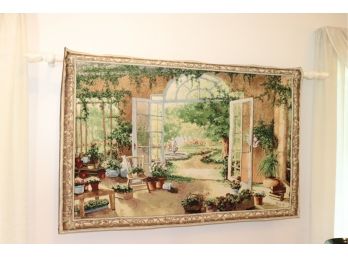 Large Signed Wall Tapestry By Susan Mink Cololough With Hanging Rod