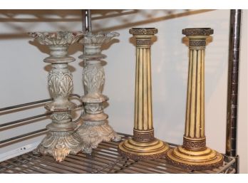 2 Pairs Of 12' Tall Decorative Candlestick Holders