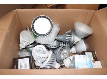 Box Of Assorted Sized Light Bulbs