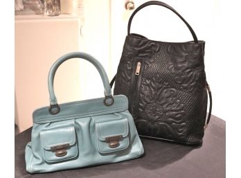 Women's Handbags Includes Black Samoe Style Bag & Blue Marc Jacobs Bag With Built In Clutch