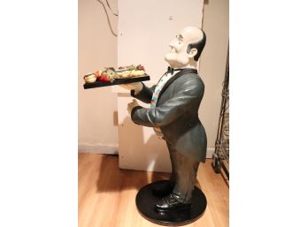 Decorative Butler With Pastry Serving Tray Stands 33' Tall
