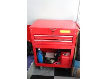 Rolling Toolbox Cart With Lock And Assorted Tools