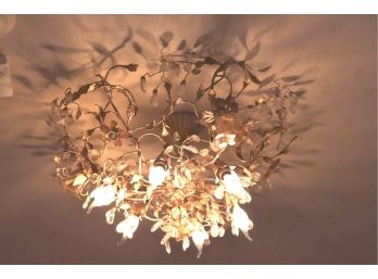 Floral And Leaf Ceiling Light Fixture With Gold Detail