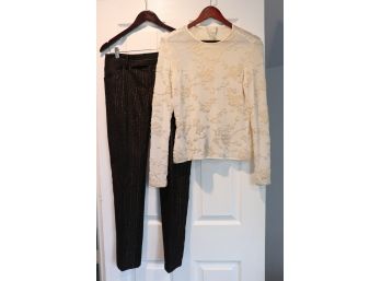 Nanette Lepore Pants Size 4 And Beaded Applique Shirt On Netting Size XS