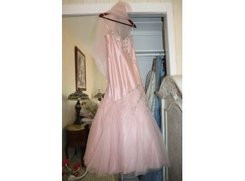 Gorgeous Pink Sparkle Gown Dress With Chiffon Size 4