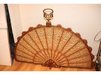 Large Decorative Wood Fan Piece With Brass Handle