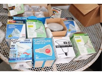 Lot Of Assorted Flood Light Bulbs Indoor And Outdoor Size And Wattage Varies