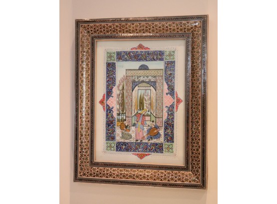 Framed Classic Signed Persian Miniature Beautiful Bright Colors