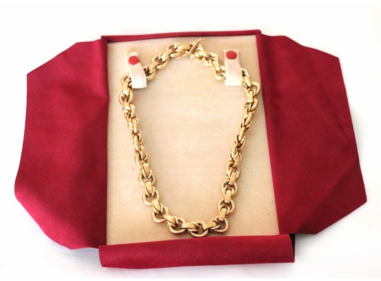 14 Kt  YG Fancy Link Chain Necklace Made In Italy Apx 17' Long 37.4 Dwt
