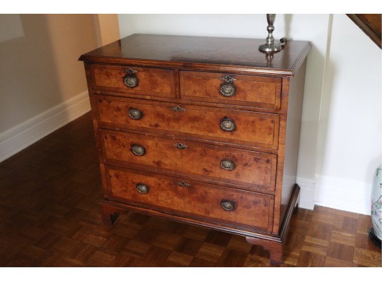 Antique 19th Century Burlwood Dresser With Brass Handles