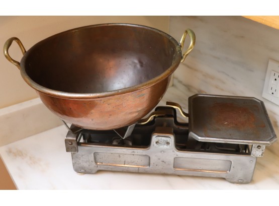 Vintage Baufar 10 Kg Kitchen Scale With Copper Mixing Bowl