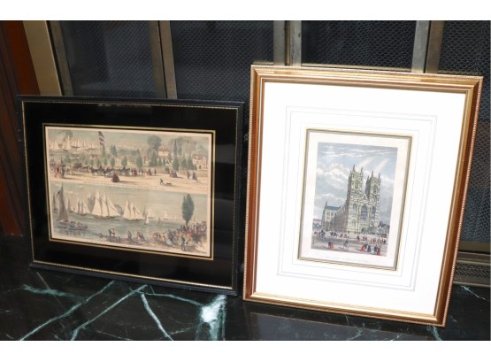 Set Of Decorative Prints Includes Westminster Abbey And Nautical Print