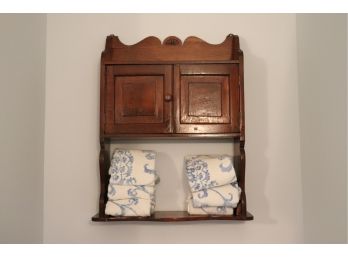 Vintage Wood Wall Cabinet With Shelf Great For Towels And Personal Items