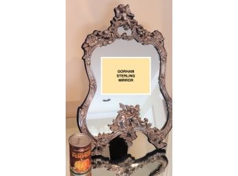 Gorham Sterling Mirror With Cherub And Floral Design