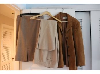 Shari's Suede Jacket Size 4 With Ralph Lauren Pants And Skirt Size 8