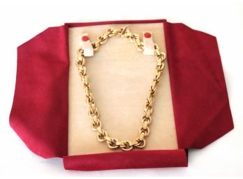 14 Kt  YG Fancy Link Chain Necklace Made In Italy Apx 17' Long 37.4 Dwt