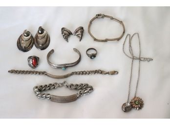 Varied Lot Of Sterling Jewelry Includes Bracelets, Earrings, Rings And Pendant Necklaces Approx 5 Ozt