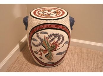 Asian Garden Stool With Flying Bird And Handles