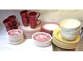 Mixed Lot Of Spode Pink Tower Bowls, Mayfair By Josiah Wedgwood, And Williams-Sonoma Mugs