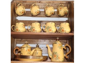 MacKenzie-Childs Ltd. Victoria And Richard Coffee/ Tea Set With Cups Plates And Kettle