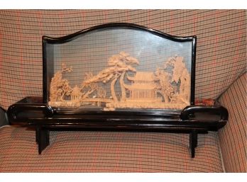 Vintage Carved Asian Temple Cork Artwork With Amazing Detail